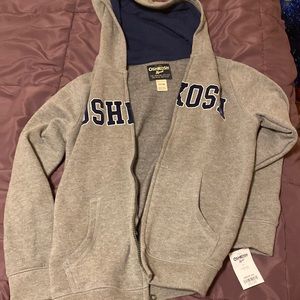 Oshkosh, size 10/10A zip up sweater, gray, new